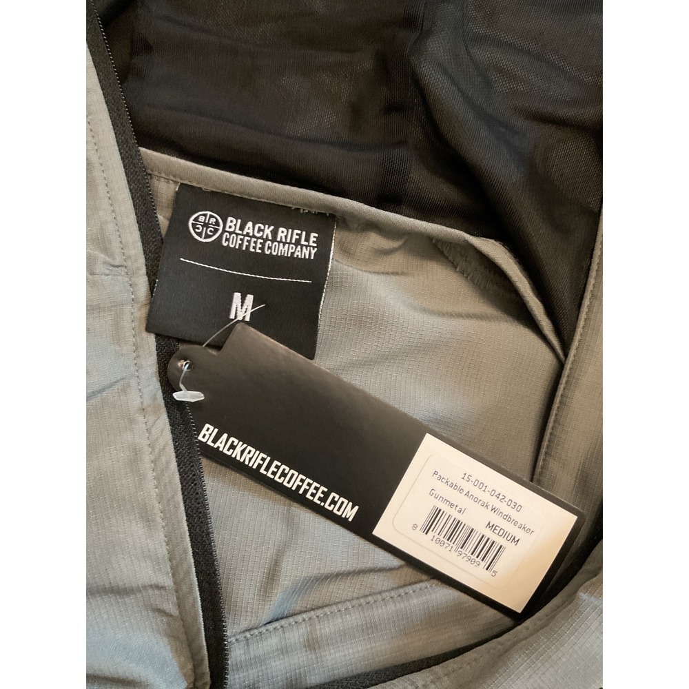 Black Rifle Coffee Company Packable Anorak Windbreaker Gunmetal MEDIUM - Picture 9 of 9